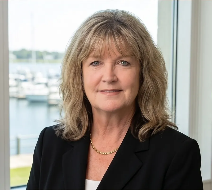 Jennifer Patterson, CVR-M — President of Cape Fear Court Reporting, photographed by the Wilmington waterfront